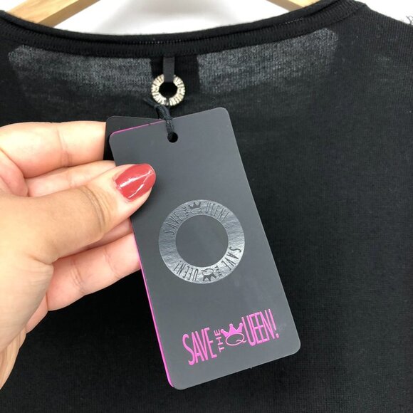 Save The Queen Black and White Crew Neck Sweater - Picture 7 of 9